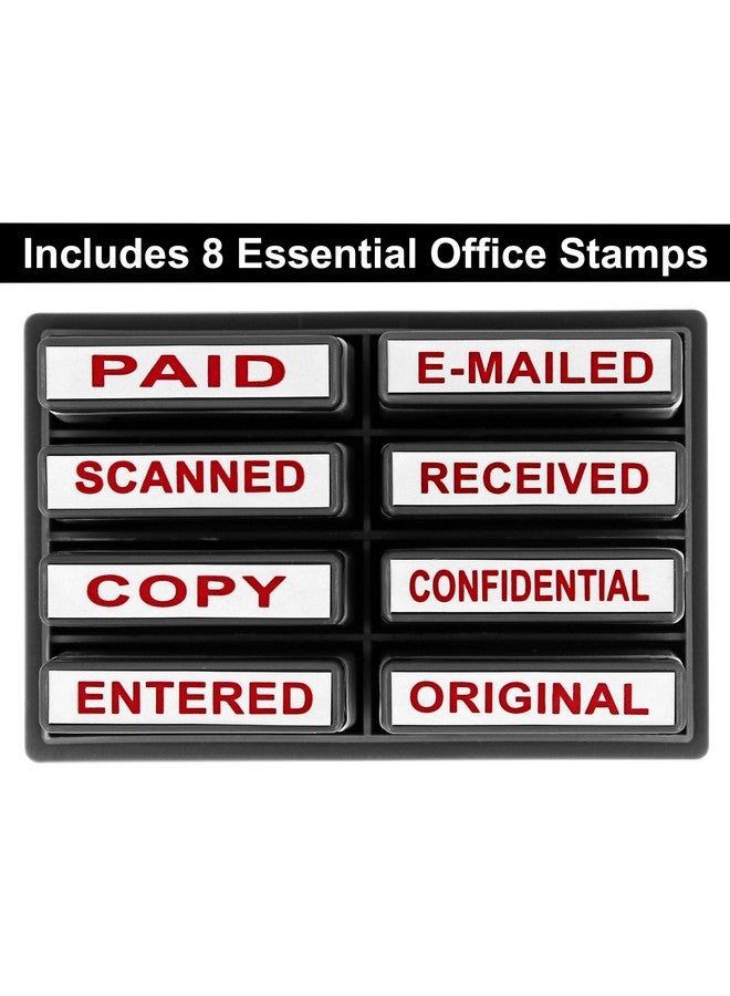 ExcelMark Mini Office Message Rubber Stamp Set Red Ink Storage Tray Included - Image 4
