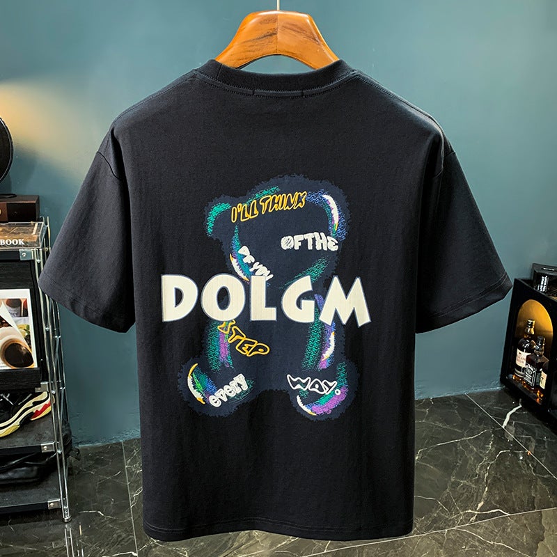 High-end T-shirt Men's 2024 Summer Thin Embroidered Printed Short-sleeved Clothes Half-sleeved Crewneck Trendy Brand T-shirt Men's - Image 1