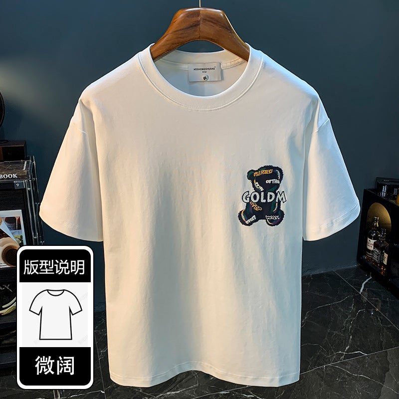 High-end T-shirt Men's 2024 Summer Thin Embroidered Printed Short-sleeved Clothes Half-sleeved Crewneck Trendy Brand T-shirt Men's - Image 2