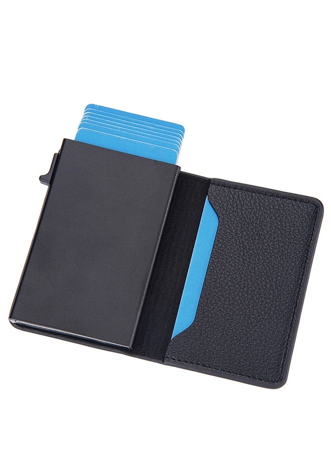 بايلليري حامل بطاقات RFID للرجال - حامل بطاقات منبثق جانبي رفيع وبسيط مع لمسة نهائية محببة وجيب رفيع لبطاقة العمل (أسود) - Image 5