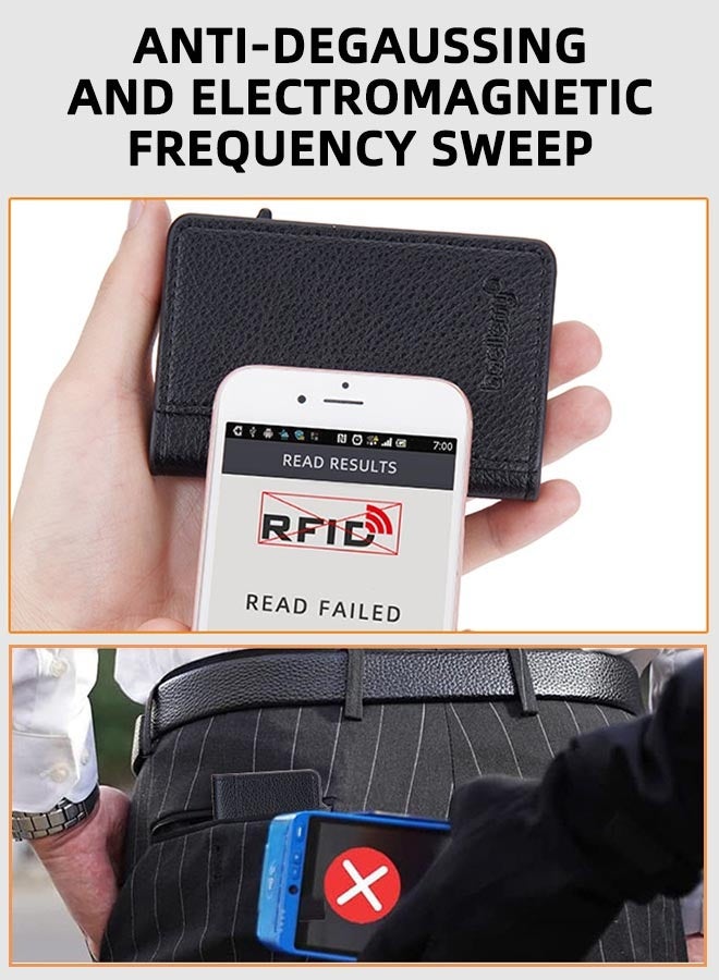 بايلليري حامل بطاقات RFID للرجال - حامل بطاقات منبثق جانبي رفيع وبسيط مع لمسة نهائية محببة وجيب رفيع لبطاقة العمل (أسود) - Image 3