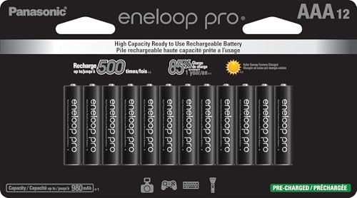 Eneloop Panasonic BK-4HCCA12FA pro AAA High Capacity Ni-MH Pre-Charged Rechargeable Batteries, 12-Battery Pack - Image 1