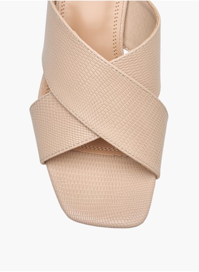 Celeste Womens Textured Cross-Strap Slip-On Sandals With Block Heels  - Image 4