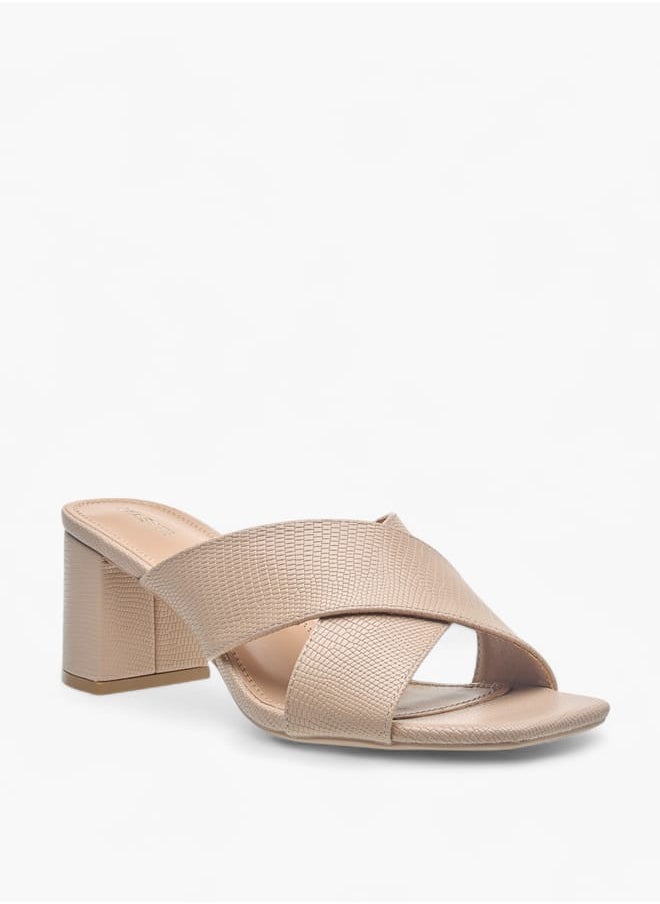 Celeste Womens Textured Cross-Strap Slip-On Sandals With Block Heels  - Image 1