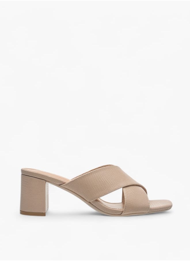 Celeste Womens Textured Cross-Strap Slip-On Sandals With Block Heels  - Image 3