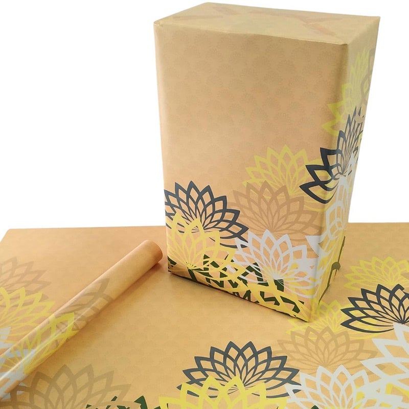 eVincE - thoughtful PRESENTations eVincE Birthday Gift Wrapping Paper with Pretty Lotus Pattern Set of 25 Sheets 70 x 50 cms Large Wrap For Diwali Xmas Wedding Anniversary Rakhi and All Occasion 