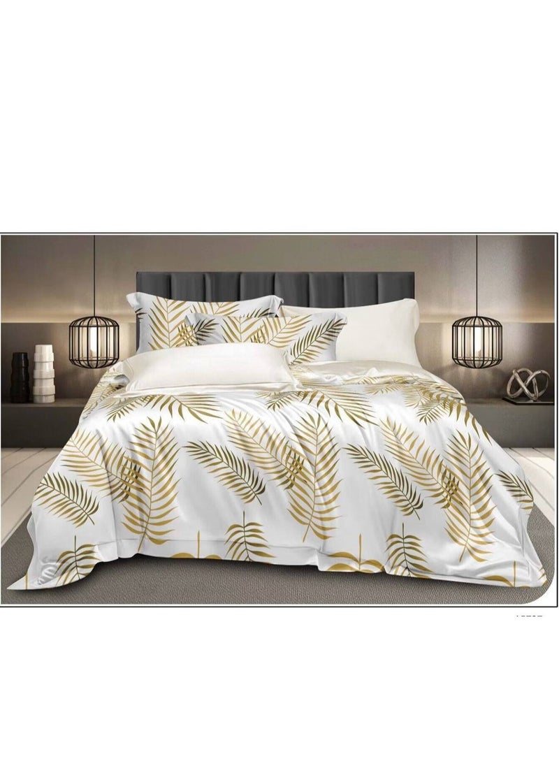 Generic 4-Piece Single Size Duvet Cover Set – cotton Bedding Set with Duvet Cover, Fitted Sheet, and 2 Pillowcases -160x210cm 