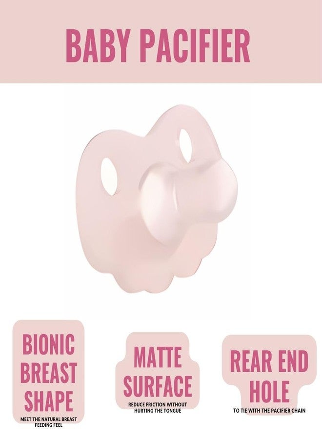 Zikku Baby Pacifier Combo Pack (Pacifier + Storage Pouch) for Infants,Made with 100% Food Grade Silicone, Breast Shape Designed, Dust-Free Storage (Pink) - Image 4