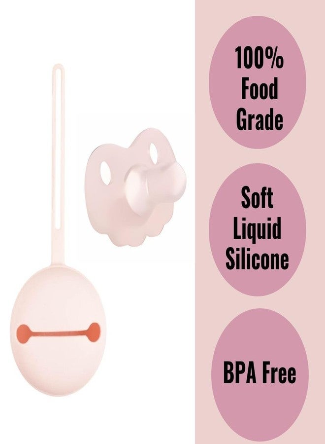 Zikku Baby Pacifier Combo Pack (Pacifier + Storage Pouch) for Infants,Made with 100% Food Grade Silicone, Breast Shape Designed, Dust-Free Storage (Pink) - Image 2