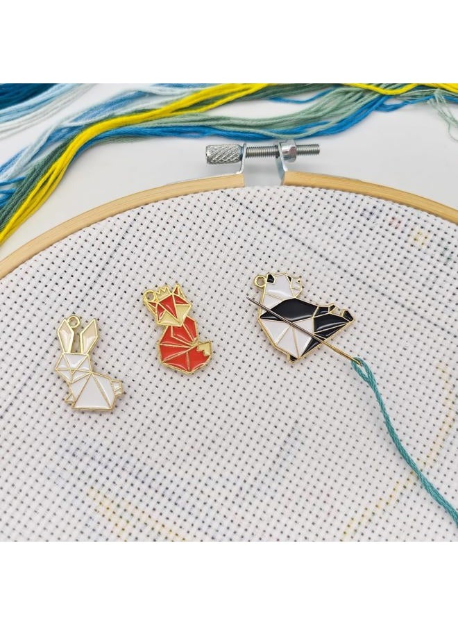 3pcs Geometric Animal Needle Minder for Cross Stitch, Needle Holders Magnet for Sewing Embroidery and Needlework Accessories, Enamel and Magnetic Needle Nanny - Image 1