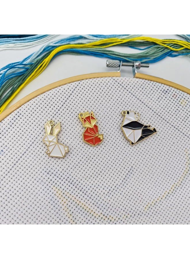 3pcs Geometric Animal Needle Minder for Cross Stitch, Needle Holders Magnet for Sewing Embroidery and Needlework Accessories, Enamel and Magnetic Needle Nanny - Image 2