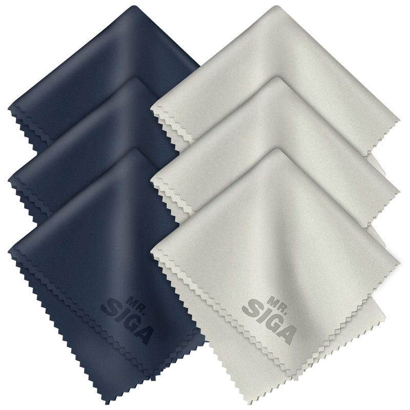 Mr Siga MR.SIGA Premium Microfiber Cleaning Cloths for Lens, Eyeglasses, Screens, Tablets, Glasses, 6 Pack, 6 x 7 inches (15 x 18 cm)  - Image 1