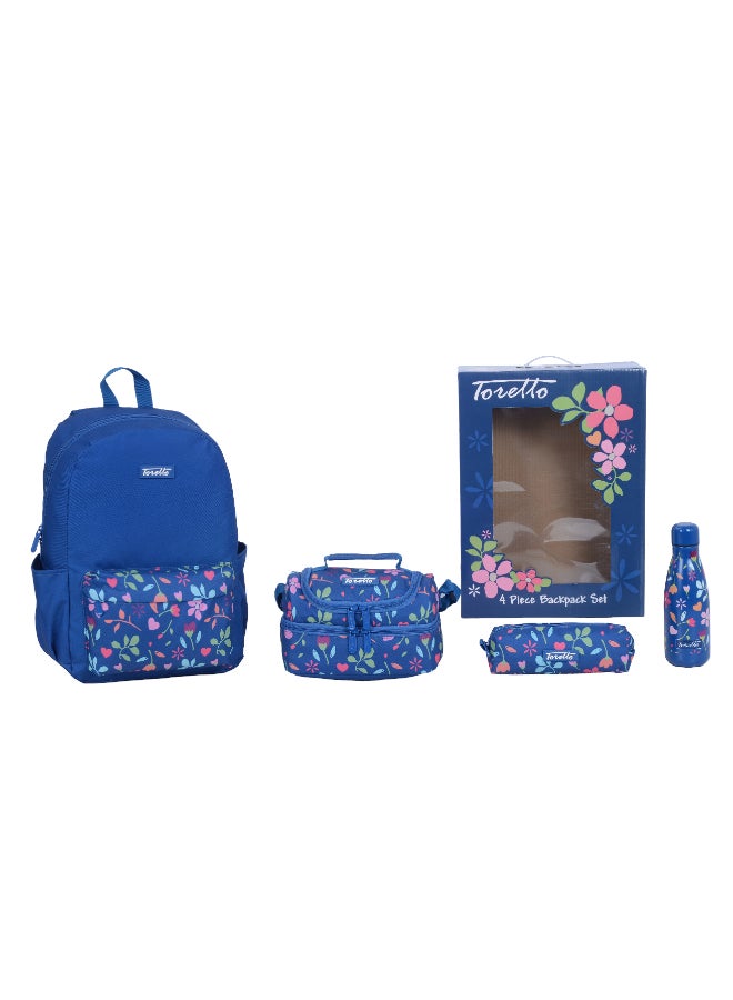 Toretto Toretto 4 PCS Backpack Set with Lunch Bag, Water Bottle & Pencil case - Image 1