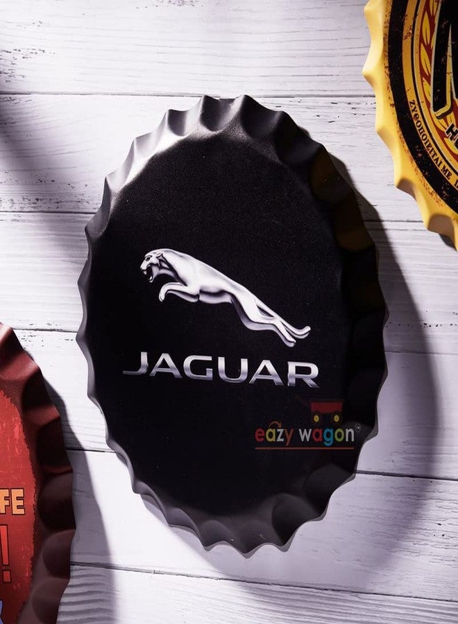 EAZYWAGON Decorative Metal Bottle Caps Wall Sign Plates - 14X14 Inches - Jaguer Car | Metal Sign Wall Hanging Bottle Cap for Home, Farmhouse, Bar & Cafe Decoration | Vintage & Retro Look Wall Plaques - Image 3