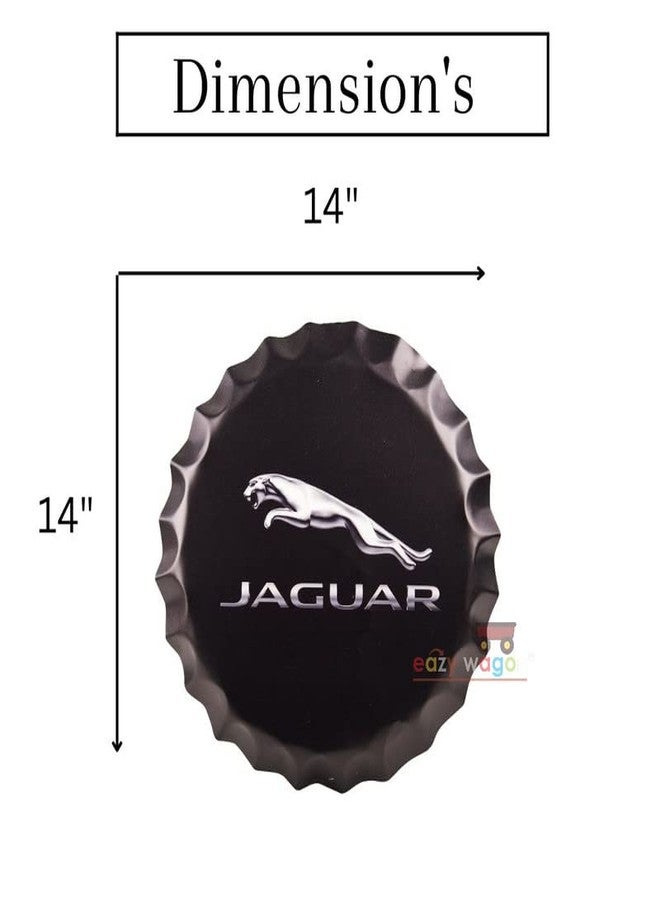 EAZYWAGON Decorative Metal Bottle Caps Wall Sign Plates - 14X14 Inches - Jaguer Car | Metal Sign Wall Hanging Bottle Cap for Home, Farmhouse, Bar & Cafe Decoration | Vintage & Retro Look Wall Plaques - Image 4