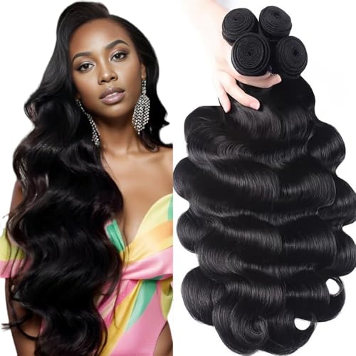 QTHAIR 18A Brazilian Virgin Hair Body Wave 4 bundles 20 22 24 26 inches 400g 100% Unprocessed Brazilian Body Wave Human Hair Weave for All Women Natural Black Color Tangle Free - Image 1