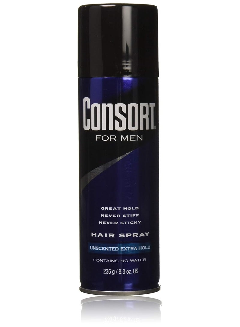 Consort بخاخ شعر للرجال من كونسورت بدون رائحة ثبات إضافي 8.30 أونصة (عبوة من 3)