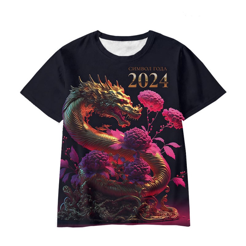 2024 Overseas E-Commerce 3D Digital Printing Dragon Cartoon Boys And Girls Clothing T-Shirt Manufacturers Sell - Image 5
