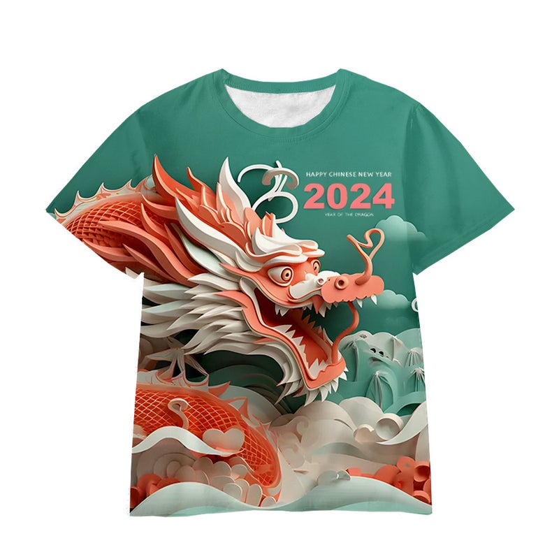 2024 Overseas E-Commerce 3D Digital Printing Dragon Cartoon Boys And Girls Clothing T-Shirt Manufacturers Sell - Image 1
