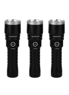 Olsenmark Olsenmark 3-In-1 20W Cree LED Flashlight-OMFL2847 with Zoomable Light, USB Wire, All Weather Water Proof,  High Lumens  Type-C Charging, High Operation Time, 500 Meters Real Range Distance Made from Aircraft Aluminum Alloy, High Capacity Lithium Battery, Black Color, Life Time Warranty for LED  - Image 1