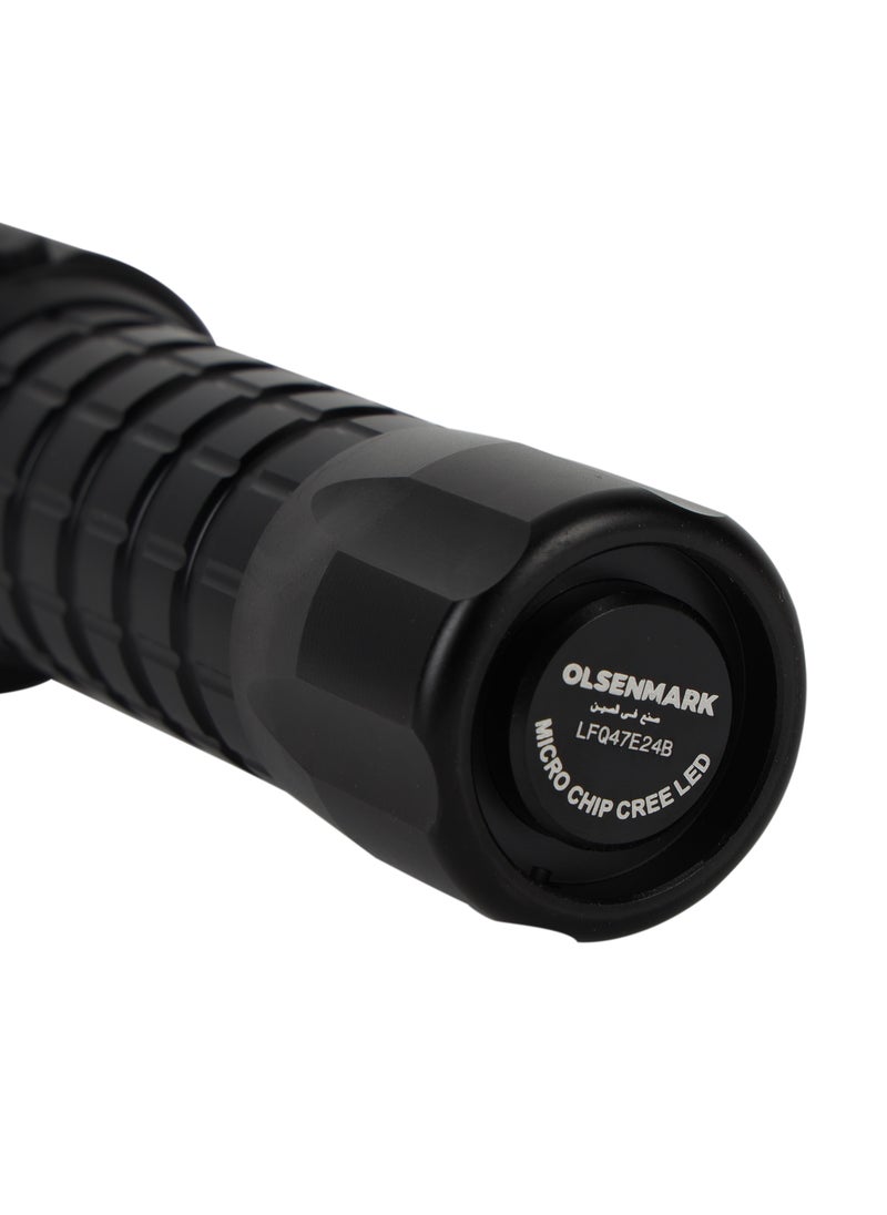 Olsenmark - Olsenmark 3-In-1 20W Cree LED Flashlight-OMFL2847 with Zoomable Light, USB Wire, All Weather Water Proof,  High Lumens  Type-C Charging, High Operation Time, 500 Meters Real Range Distance Made from Aircraft Aluminum Alloy, High Capacity Lithium Battery, Black Color, Life Time Warranty for LED - Image 1