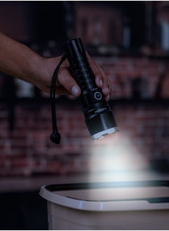 Olsenmark Olsenmark 3-In-1 20W Cree LED Flashlight-OMFL2847 with Zoomable Light, USB Wire, All Weather Water Proof,  High Lumens  Type-C Charging, High Operation Time, 500 Meters Real Range Distance Made from Aircraft Aluminum Alloy, High Capacity Lithium Battery, Black Color, Life Time Warranty for LED  - Image 3
