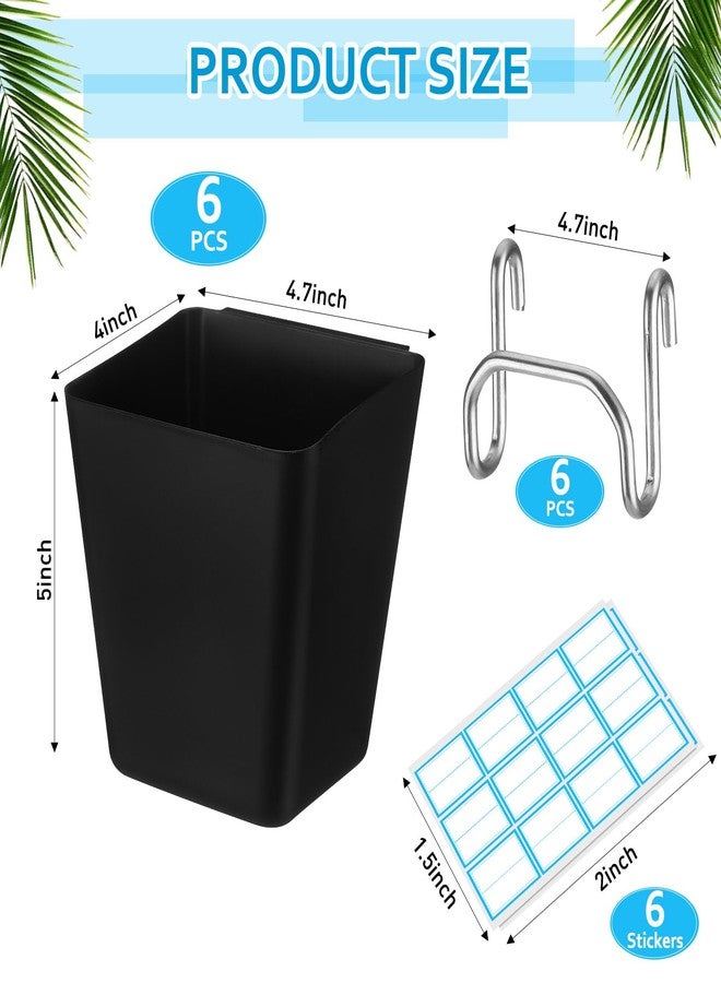 LOYIM 6 Pack Large Gridwall Cups Gridwall Storage Bin with Hooks Hanging Baskets Square Box Shape Hanging Cup Holder Gridwall Accessories for Garage Workbench Office Playroom Home Kitchen(Black) - Image 2