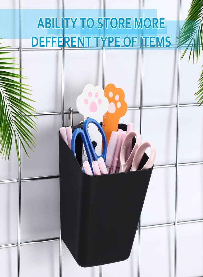 LOYIM 6 Pack Large Gridwall Cups Gridwall Storage Bin with Hooks Hanging Baskets Square Box Shape Hanging Cup Holder Gridwall Accessories for Garage Workbench Office Playroom Home Kitchen(Black) - Image 3