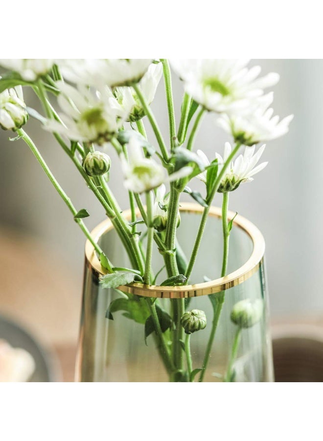 FUNSOBA Green Glass Flower Vase with Gold Mouth for Centerpieces Home Wedding Decoration (1, Small) - Image 4