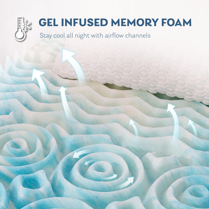 MLILY 4 Inch 5-Zone Queen Memory Foam Mattress Topper, Cooling Gel Infused Foam Mattress Topper for Pressure Relief, CertiPUR-US Certified Queen Bed Topper,Blue, 60"Ã—80" - Image 3