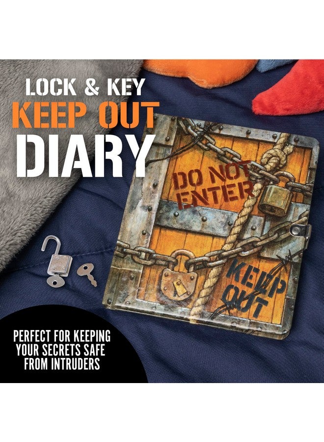 Peaceable Kingdom Keep Out 6.25" Lock And Key, Lined Page Diary For Kids - Image 1