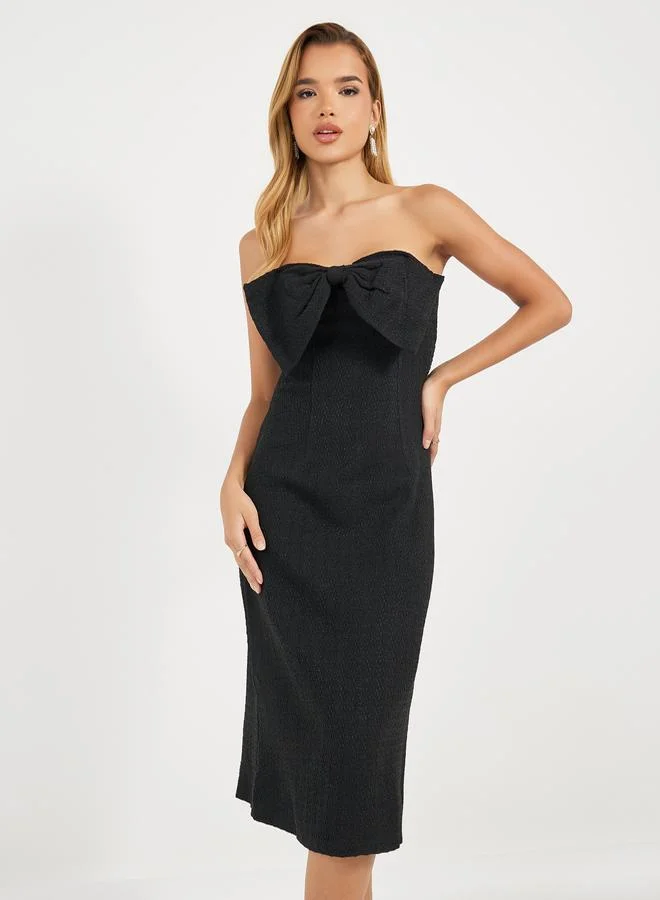Styli Bow Strapless Dress