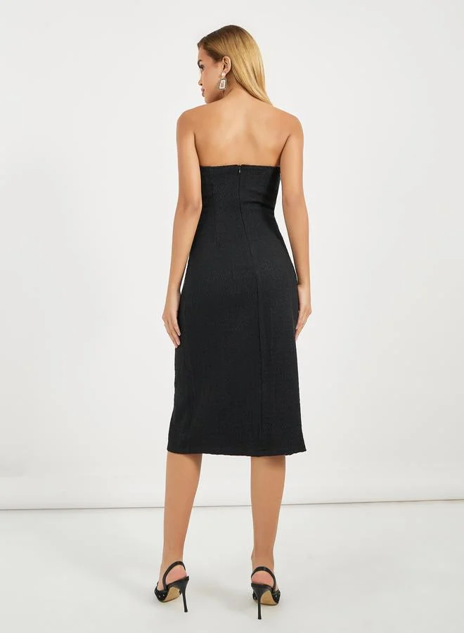 Styli Bow Strapless Dress