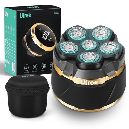 UFREE ماكينات حلاقة الرأس Ufree للرجال الصلع، ماكينة حلاقة كهربائية، ماكينة حلاقة رأس قابلة لإعادة الشحن، ماكينة حلاقة دوارة مغناطيسية 6D، ماكينة تشذيب اللحية للوجه مقاومة للماء، مجموعة العناية بالرجال، هدايا للرجال - Image 1
