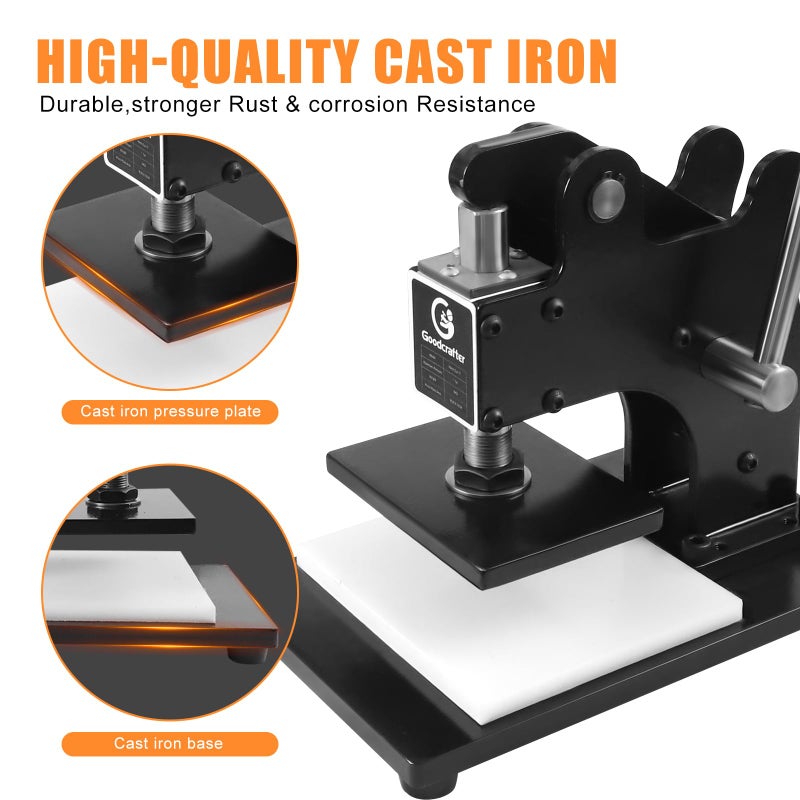 Goodcrafter Leather Cutting Machine 1 Ton,12x9cm Die Cutter Stamping Machine Embossing Plate Manual Die Cutter Hand Press Mold Cutter Leather Die Cut Leathercraft Cutting Machine DIY Tool for Various of Materials - Image 4