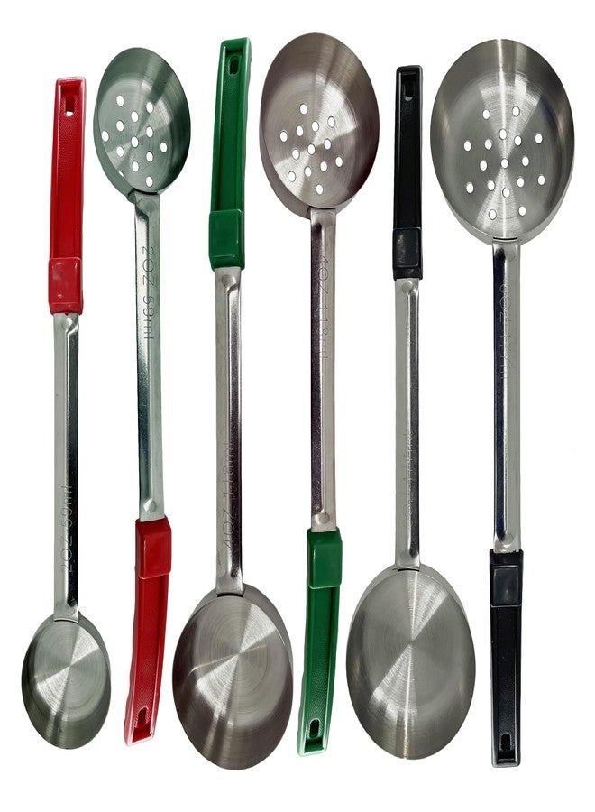 DASHER'S SPICE & BEANS Stainless Steel Portion Control Serving Spoons | Combo Packs (2oz, 4oz, 6oz Solid & Perforated) - Image 1