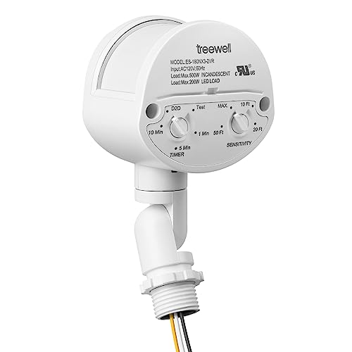 TREEWELL Motion Sensor, 180-Degree Replacement Motion Detector, Adjustable Time & Detection Sensitiity Up to 60 Feet Range, 3 Working Modes Pir Motion Sensor for Security Floodlight, White, UL Listed - Image 1