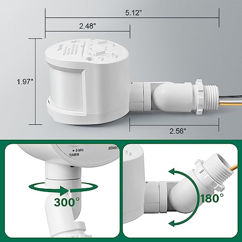 TREEWELL Motion Sensor, 180-Degree Replacement Motion Detector, Adjustable Time & Detection Sensitiity Up to 60 Feet Range, 3 Working Modes Pir Motion Sensor for Security Floodlight, White, UL Listed - Image 4