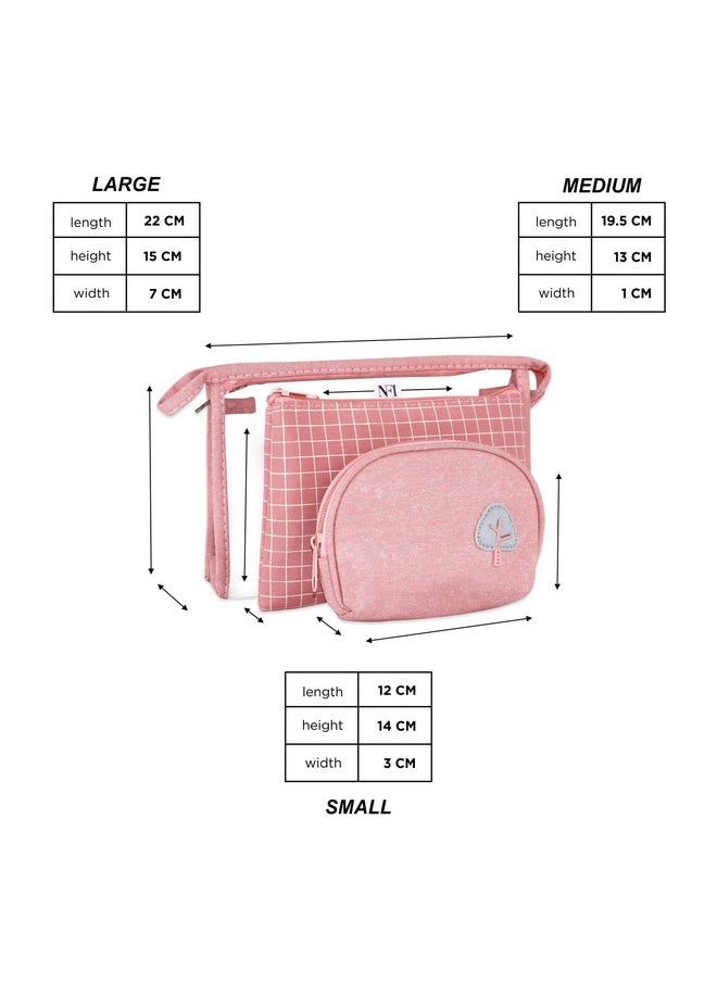 NFI essentials NFI essentials Set of 3 Cosmetic Pouch Makeup Pouch Vanity Pouch Travel Organizer Toiletry Pouch for Women Zippered Pouch Set, Large, Medium, Small Makeup Bag  - Image 2