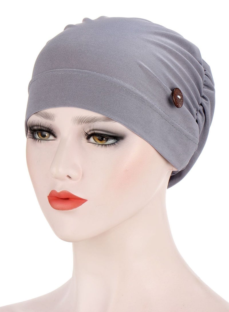 Loquat Solid Button Pullover Cap Grey  - Image 1