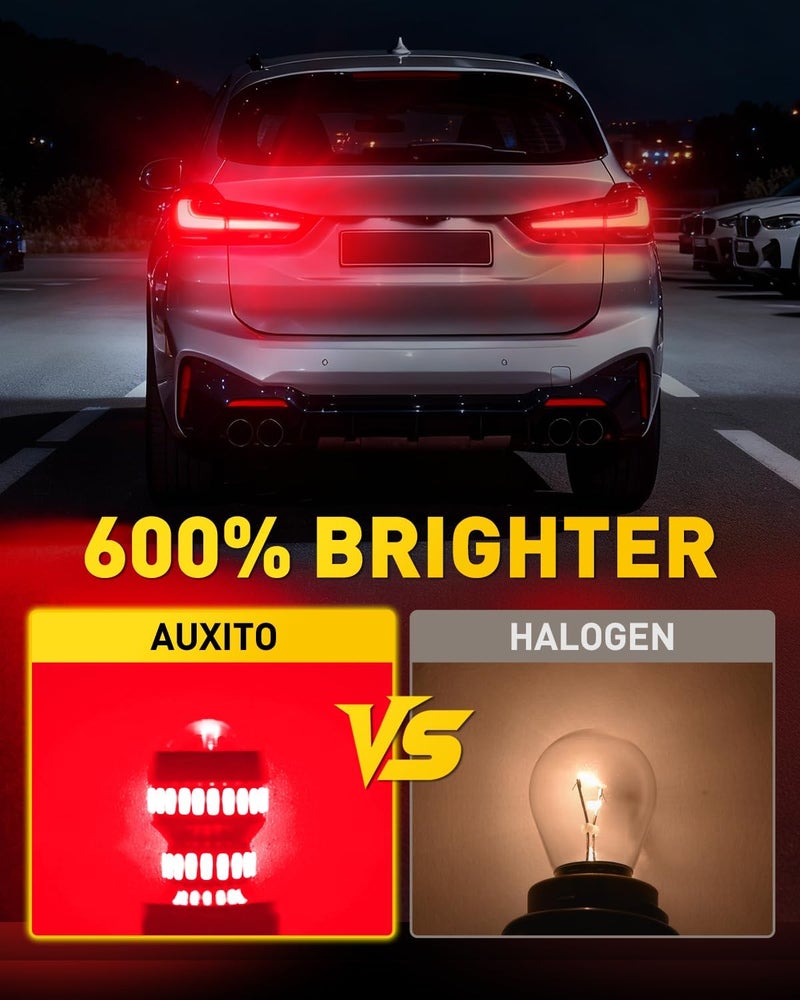 أوكسيتو مصباح أوكسيتو 1156 LED أحمر فائق السطوع 7506 BA15S P21W بديل ضوء LED مع عاكس لإضاءة الذيل والفرامل والرجوع الخلفي وإشارات النهار والوقوف، عبوة من 2 - Image 3
