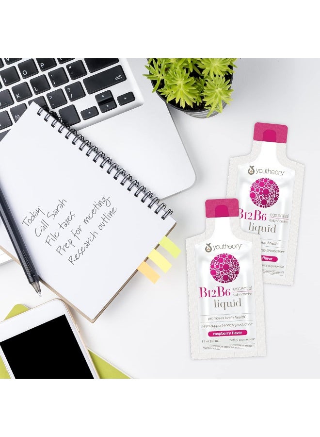 Youtheory Vitamin B12 B6, Daily Energy and Brain Support Supplement, Liquid Raspberry Flavor, 12 – 1oz Single Serving Packets - Image 5