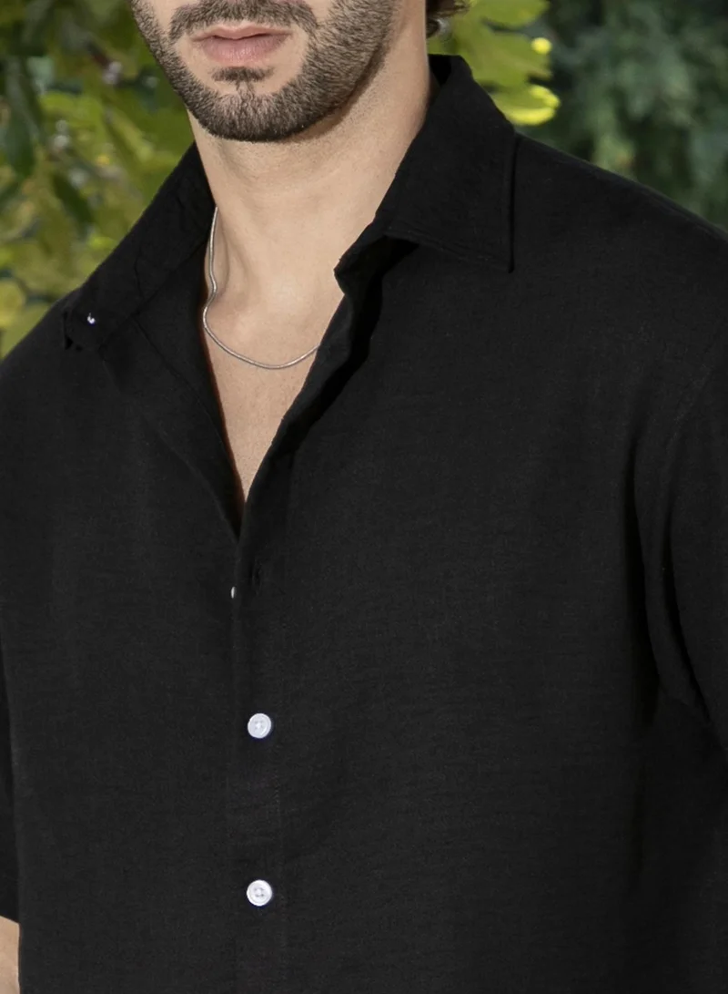 كامبوس سوترا Men's Onyx Black Breezy Oversized Shirt