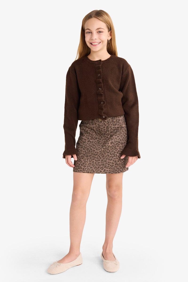 ديفاكتو كارديجان بأكمام طويلة ورقبة دراجة للبنات - Image 2