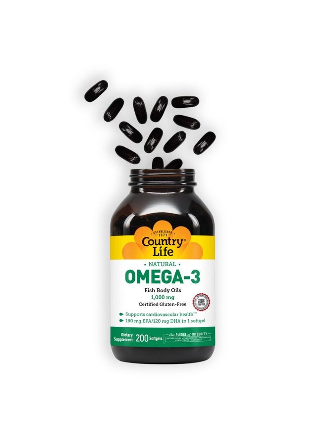 Country Life Omega3 1000Mg Epa Dha Fish Oil Onesoftgelperday 200 Softgels Certified By Gluten Free  - Image 4