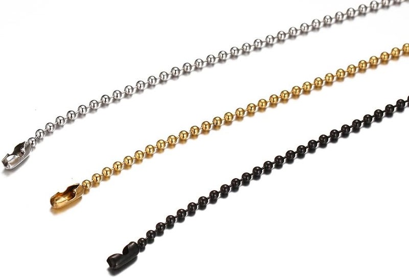 SINLEO Titanium Stainless Steel Small Beads Ball Chain Necklace for Men Women 24-38 Inches Silver Black Gold - Image 5