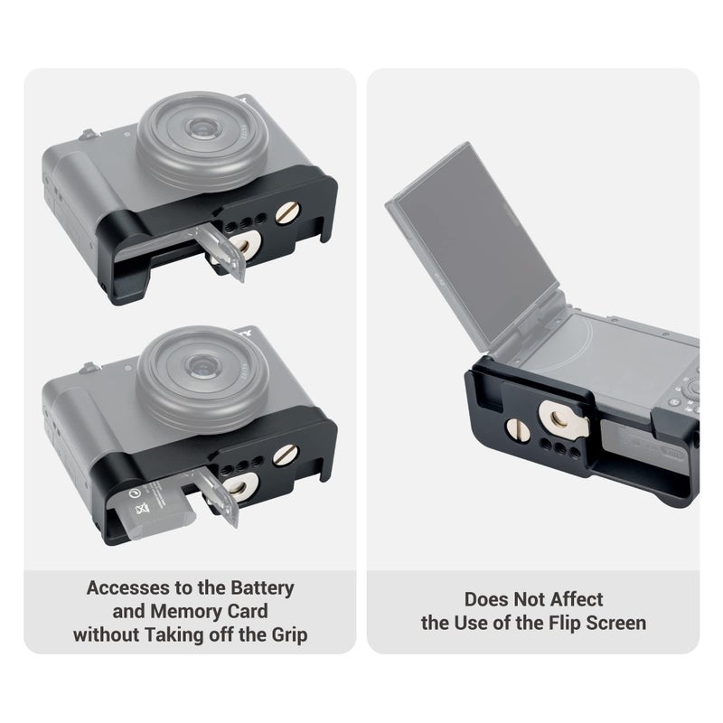 JJC ZV-1F ZV1F Camera Metal Grip Extension Bracket with Mic Cold Shoe Mount for Sony ZV-1F ZV-1II (Not for ZV-1),Must-Have Accessory for Vlog YouTube Vertical Video Shooting, Arca Swiss Quick Release Base - Image 4