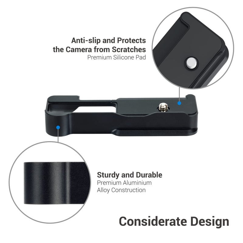 JJC ZV-1F ZV1F Camera Metal Grip Extension Bracket with Mic Cold Shoe Mount for Sony ZV-1F ZV-1II (Not for ZV-1),Must-Have Accessory for Vlog YouTube Vertical Video Shooting, Arca Swiss Quick Release Base - Image 3