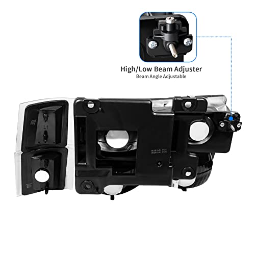 DWVO Headlight Assembly Compatible with 94-99 Chevy C/K C1500 C2500 C3500 K1500 K2500 K3500 Suburban 1995 1996 1997 1998 1999 Tahoe 1994 Blazer Headlamp w/Corner & Bumper Lights Black Housing - Image 3