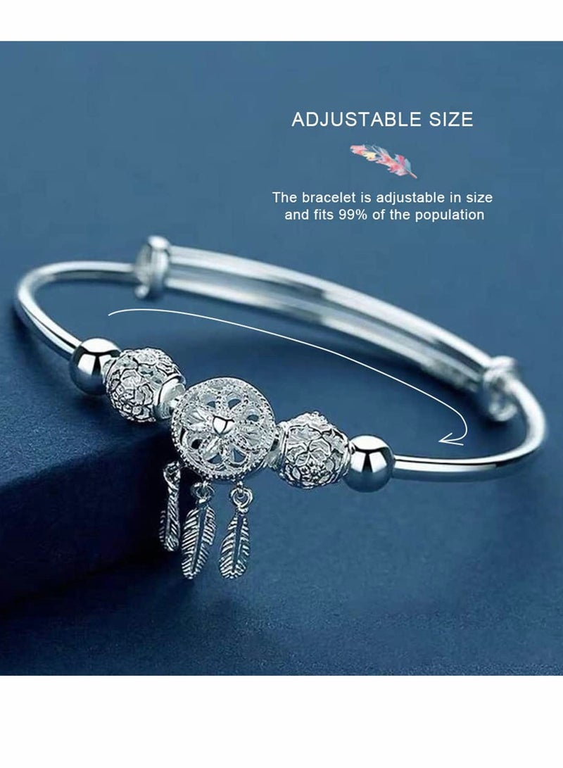 كاست ويف سوار فاخر للنساء، سوار فضي مزين بريش الأحلام - Image 5